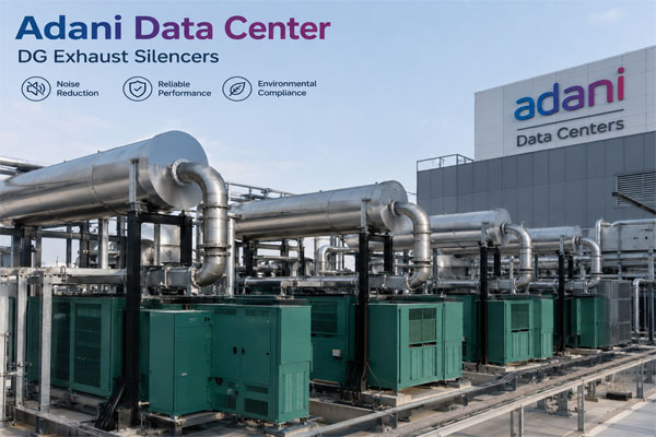 Adani data center DG exhaust silencers, Reliance data center DG exhaust silencers, Data center exhaust silencers