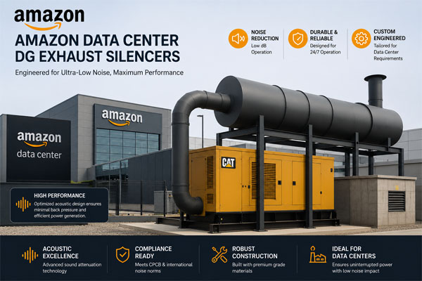 Amazon data center DG exhaust silencers, AI data center DG silencers, Adani data center DG exhaust silencers