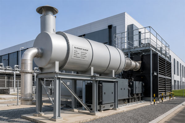 Google data center DG exhaust silencers, Adani data center DG exhaust silencers, Reliance data center DG exhaust silencers